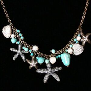Gemstone Starfish Necklace & Earrings Set